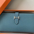 「#4560」 Hermes dark blue suit wallet bearn wallet togo leather 17.5*9cm