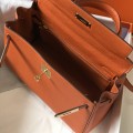 「#4063」 Hermès Sunset Orange Kelly Bag Gold Buckle 25cm 「#4063」 Hermès Sunset Orange Kelly Bag Gold Buckle 25cm