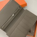 「#4563」 Hermes pewter grey suit clip bearn wallet togo leather 17.5*9cm