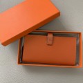 「#4564」 Hermes orange suit clip bearn wallet togo leather 17.5*9cm