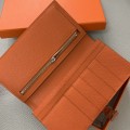 「#4564」 Hermes orange suit clip bearn wallet togo leather 17.5*9cm