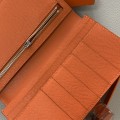 「#4564」 Hermes orange suit clip bearn wallet togo leather 17.5*9cm