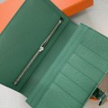 「#4566」 Hermes peacock green suit wallet bearn wallet togo leather 17.5*9cm
