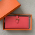 「#4569」 Hermes lipstick pink gold clip bearn wallet togo leather 17.5*9cm