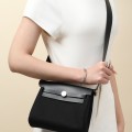 「#4572」 Hermès Black HB20H Viking Canvas and Hunter Leather Shoulder Bag 20cm