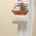 「#4573」 Hermès Golden Brown HB20H Viking Canvas and Hunter Leather Shoulder Bag 20cm