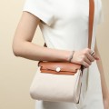 「#4573」 Hermès Golden Brown HB20H Viking Canvas and Hunter Leather Shoulder Bag 20cm