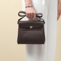 「#4575」 Hermès Silver Buckle HB20H Viking Canvas and Hunter Leather Shoulder Bag 20cm