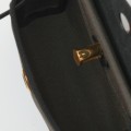 「#4576」 Hermès Black/Bronze Green Gold Buckle HB20H Viking Canvas and Hunter Leather Shoulder Bag 20cm