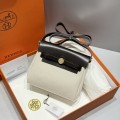 「#4578」 Hermès Ebony Gold Buckle HB20H Viking Canvas and Hunter Leather Shoulder Bag 20cm