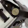 「#4578」 Hermès Ebony Gold Buckle HB20H Viking Canvas and Hunter Leather Shoulder Bag 20cm