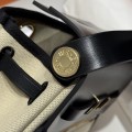 「#4580」 Hermes Cement Grey Gold Buckle HB20H Viking Canvas and Hunter Leather Shoulder Bag 20cm