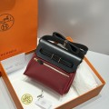 「#4581」 Hermès Saddle Red Gold Buckle HB20H Viking Canvas and Hunter Leather Shoulder Bag 20cm