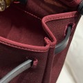 「#4581」 Hermès Saddle Red Gold Buckle HB20H Viking Canvas and Hunter Leather Shoulder Bag 20cm