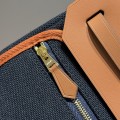 「#4584」 Hermès Midnight Blue Gold Buckle HB20H Viking Canvas and Hunter Leather Shoulder Bag 20cm