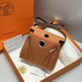 「#4585」 Hermes Gold Brown Silver Buckle HB20H Viking Canvas and Hunter Leather Shoulder Bag 20cm