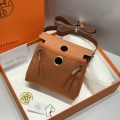 「#4586」 Hermes Golden Brown Gold Buckle HB20H Viking Canvas and Hunter Leather Shoulder Bag 20cm