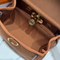 「#4586」 Hermes Golden Brown Gold Buckle HB20H Viking Canvas and Hunter Leather Shoulder Bag 20cm