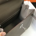 「#4006」 Hermes Grey silver buckle Kelly 25cm