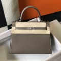 「#4006」 Hermes Grey silver buckle Kelly 25cm