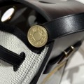 「#4587」 Hermes Panda Black Gold Buckle HB20H Viking Canvas and Hunter Leather Shoulder Bag 20cm