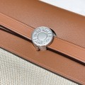 「#4589」 Hermes Apricot Linen Gold Brown Silver Buckle HB20H Viking Canvas and Hunter Leather Shoulder Bag 20cm