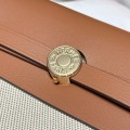 「#4590」 Hermes Apricot Brown Gold Buckle HB20H Viking Canvas and Hunter Leather Shoulder Bag 20cm