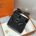 「#4591」 Hermes Black Silver Buckle HB20H Viking Canvas and Hunter Leather Shoulder Bag 20cm