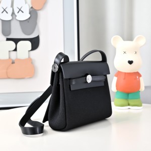 「#4596」 Hermès Mini Herbag Kelly Mini Bag 20cm Leather Patchwork Silver Buckle