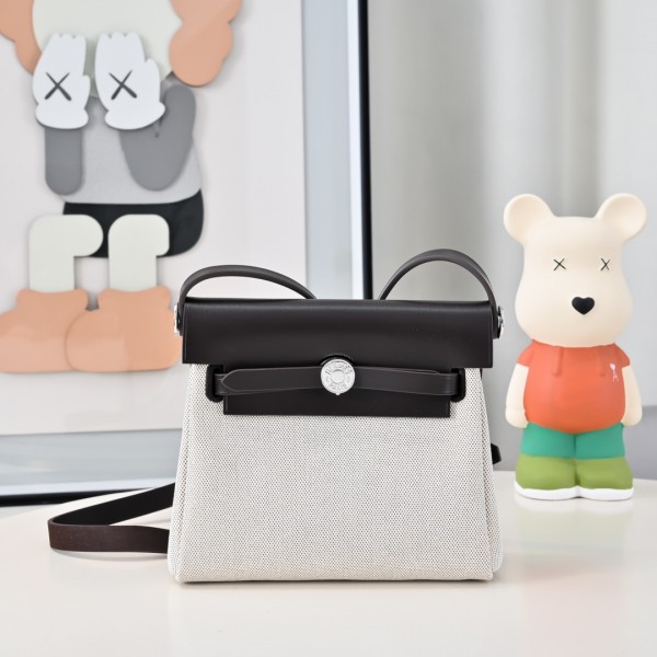 「#4595」 Hermès Mini Herbag Kelly Mini Bag 20cm Leather Patchwork Silver Buckle 「#4595」 Hermès Mini Herbag Kelly Mini Bag 20cm Leather Patchwork Silver Buckle