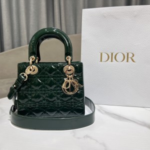 「#2036」dior  6604  Dark green patent leather  20cm