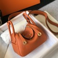 「#4065」 Hermès Flame Orange Mini Lindy Bag Gold Buckle 19.5x12.5 「#4065」 Hermès Flame Orange Mini Lindy Bag Gold Buckle 19.5x12.5
