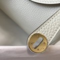 「#4066」 Hermès Milkshake White Mini Lindy Bag Gold Buckle 19.5x12.5