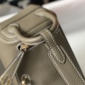 「#4067」 Hermès Elephant Grey Mini Lindy Bag Gold Buckle 19.5x12.5