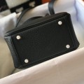 「#4068」 Hermès Black Mini Lindy Bag Gold Buckle 19.5x12.5