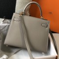 「#4008」 Hermes Grey gold buckle  Kelly 25cm