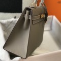 「#4008」 Hermes Grey gold buckle  Kelly 25cm