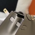 「#4008」 Hermes Grey gold buckle  Kelly 25cm