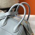 「#4070」 Hermès Linen Blue Mini Lindy Bag Gold Buckle 19.5x12.5