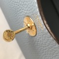 「#4070」 Hermès Linen Blue Mini Lindy Bag Gold Buckle 19.5x12.5
