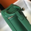 「#4072」Hermes Velvet Green Mini Lindy Bag Gold Buckle 19.5x12.5