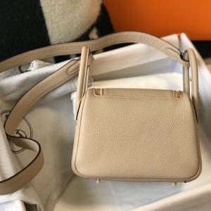 「#4073」 Hermès Trench Grey Mini Lindy Bag Gold Buckle 19.5x12.5