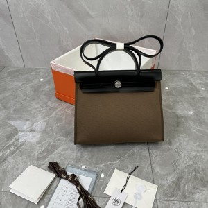 「#4608」Hermes Mini Patchwork Silver Buckle Hermes Herbag 25cm