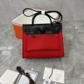 「#4611」Hermes Mini Patchwork Silver Buckle Hermes Herbag 25cm