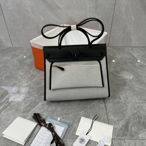 「#4612」Hermes Mini Patchwork Silver Buckle Hermes Herbag 25cm