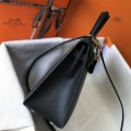 「#4009」 Hermes Black gold buckle Kelly 25cm