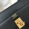 「#4009」 Hermes Black gold buckle Kelly 25cm