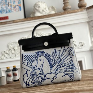 「#4625」Hermes Mini Patchwork Silver Buckle Hermes Herbag 30cm