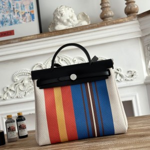 「#4632」Hermes Mini Patchwork Silver Buckle Hermes Herbag 30cm