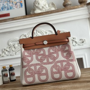 「#4635」Hermes Mini Patchwork Silver Buckle Hermes Herbag 30cm